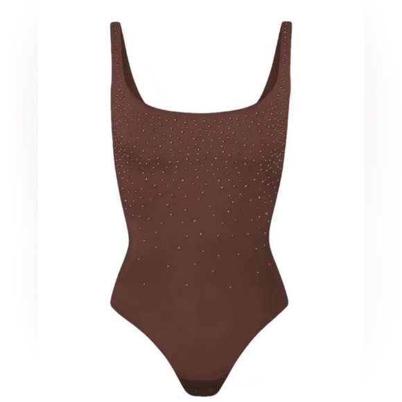 Skims Swarovski Bodysuit In Cocoa $459 $575 | Size: L (fits M-L) - Picture 1 of 4